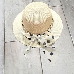 Unknown source cream and tan summer hat changeable handkerchief